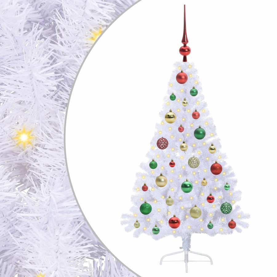 Kunstkerstboom met 150 LED Wit 120 cm PVC en staal