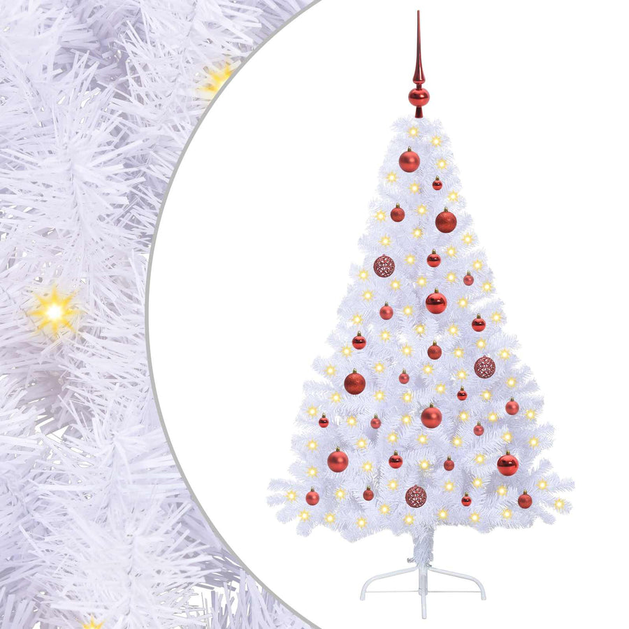 Kunstkerstboom met 150 LED Wit 150 cm PVC en staal