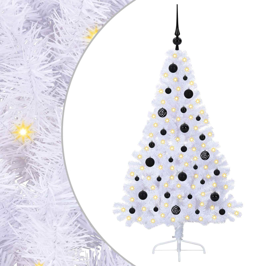 Kunstkerstboom met 150 LED Wit 150 cm PVC en staal