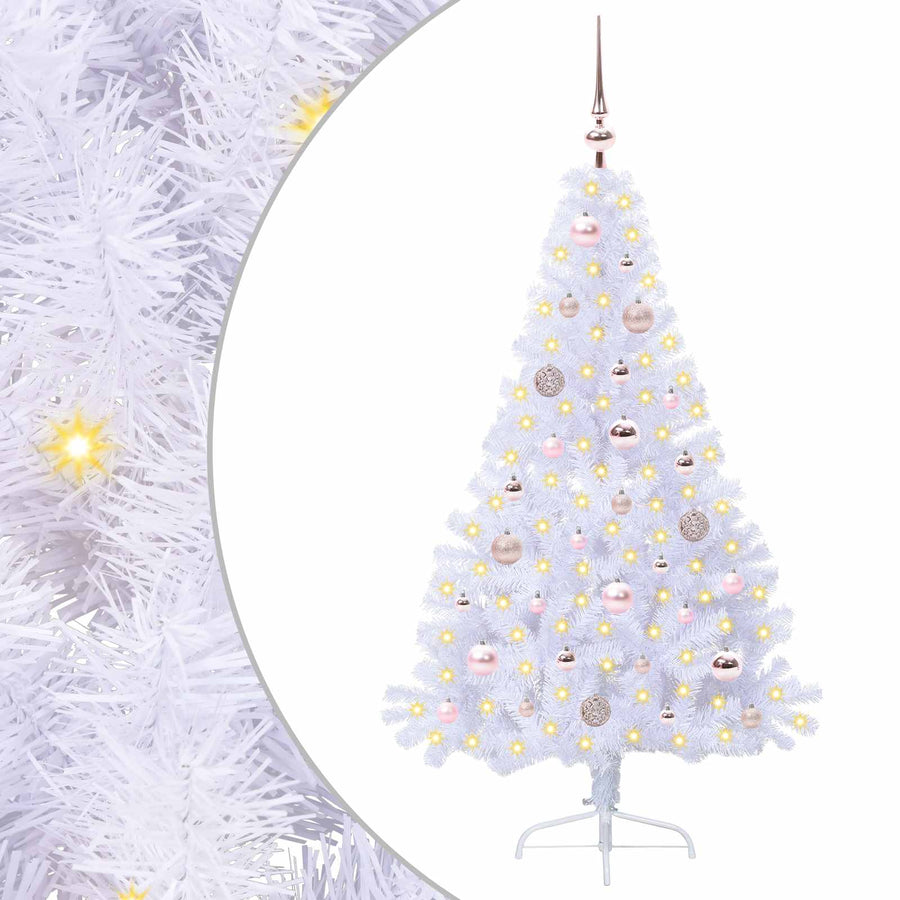 Kunstkerstboom met 150 LED Wit 150 cm PVC en staal