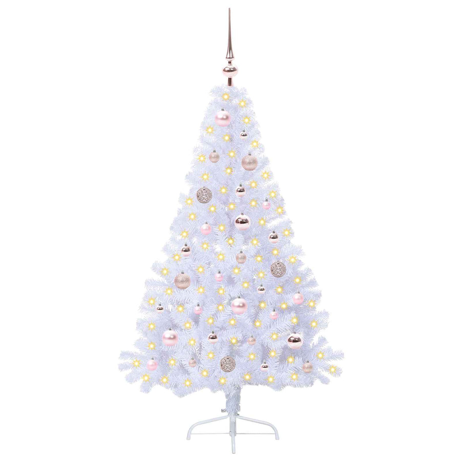 Kunstkerstboom met 150 LED Wit 150 cm PVC en staal