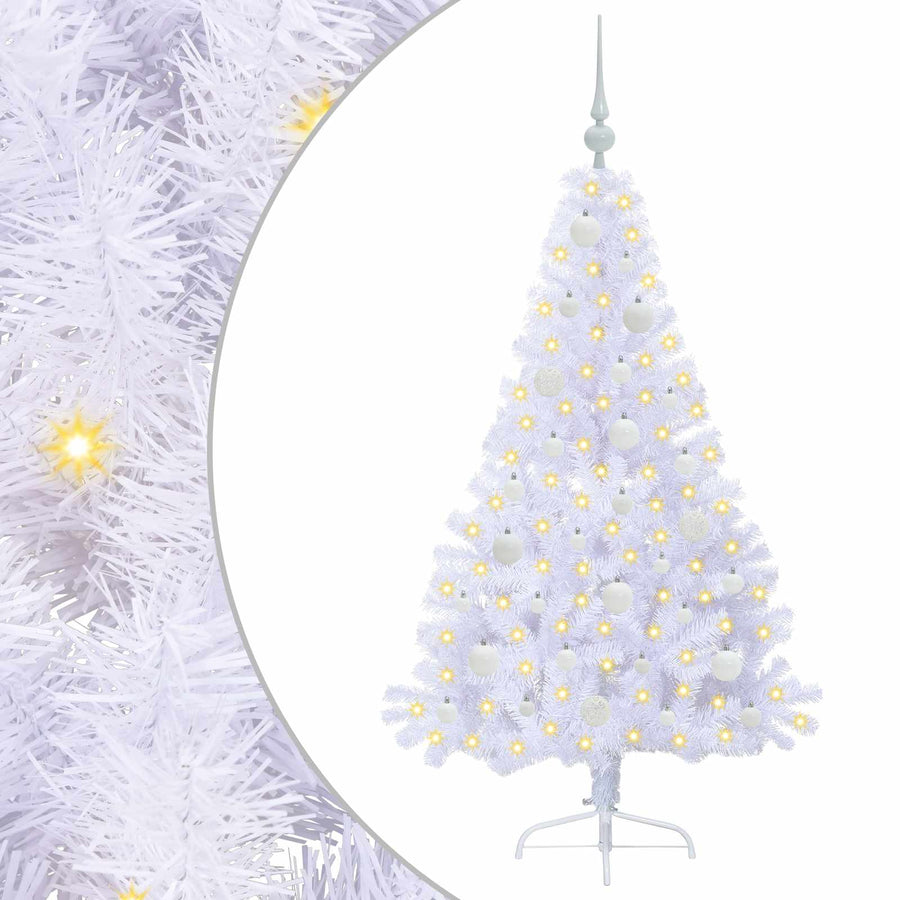 Kunstkerstboom met 150 LED Wit 150 cm PVC en staal