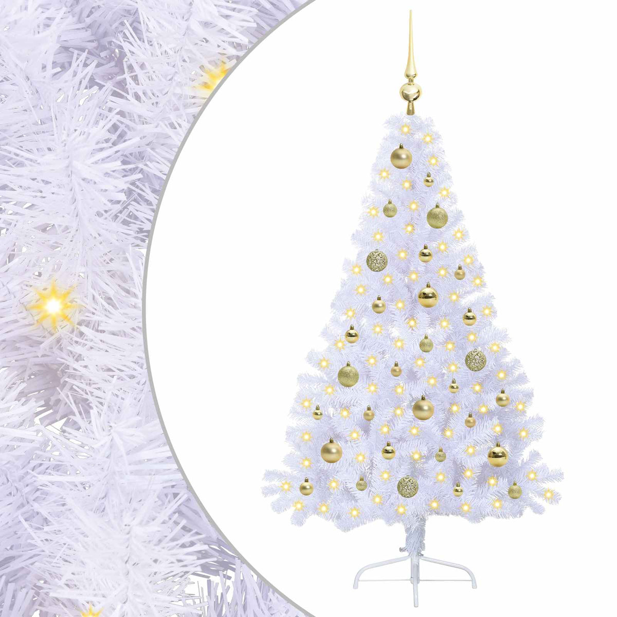 Kunstkerstboom met 150 LED Wit 150 cm PVC en staal