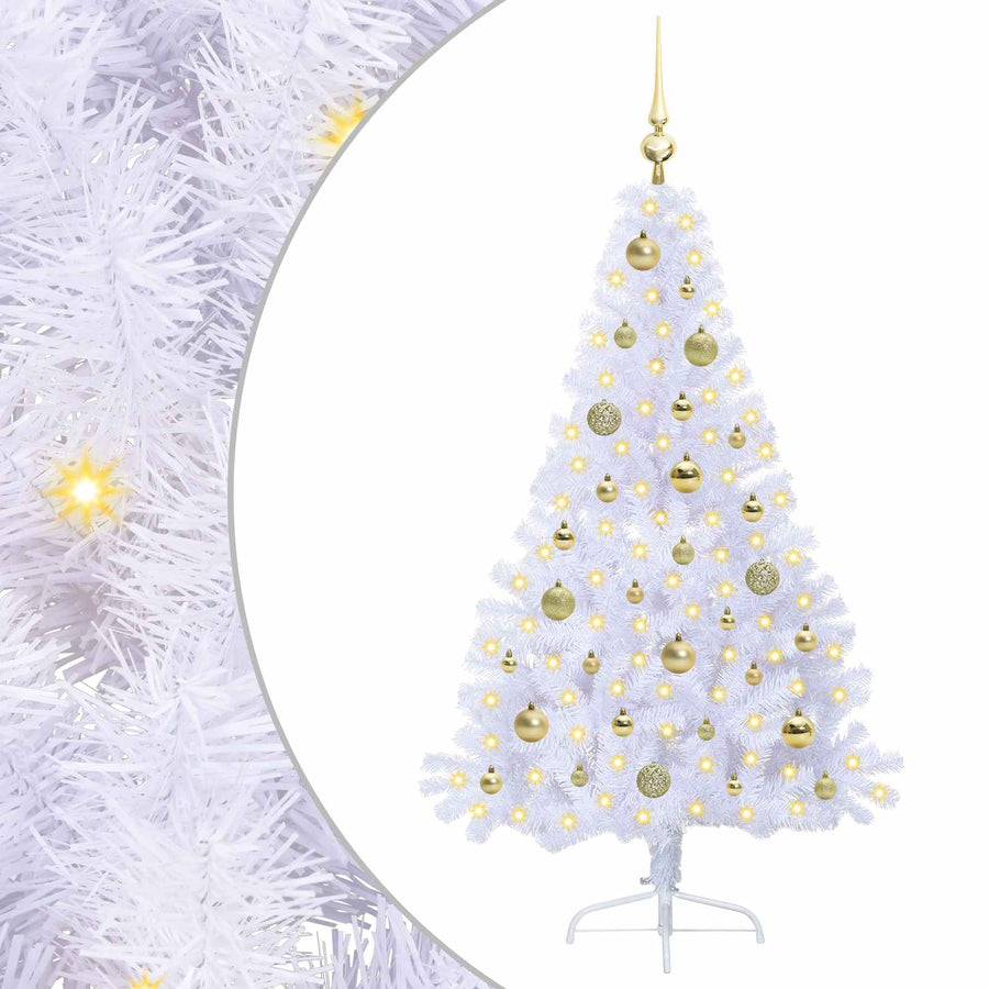 Kunstkerstboom met 150 LED Wit 150 cm PVC en staal