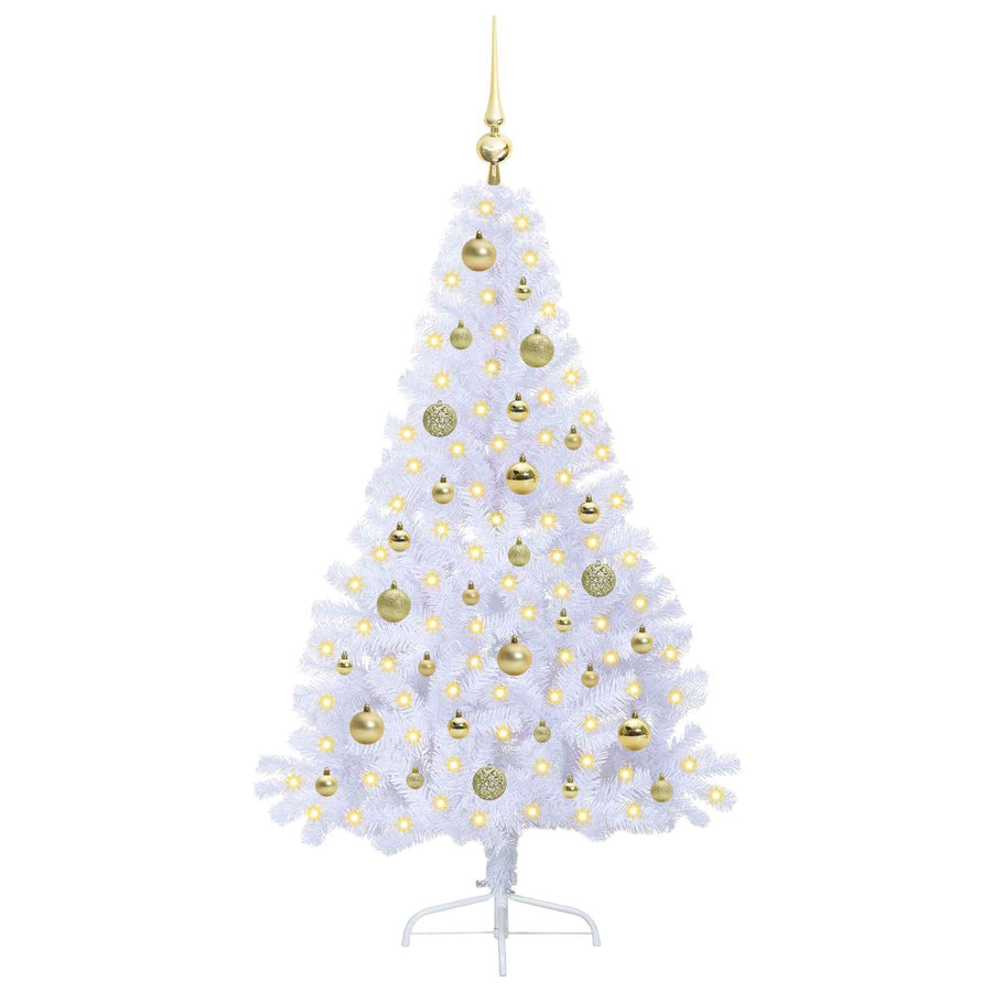 Kunstkerstboom met 150 LED Wit 150 cm PVC en staal