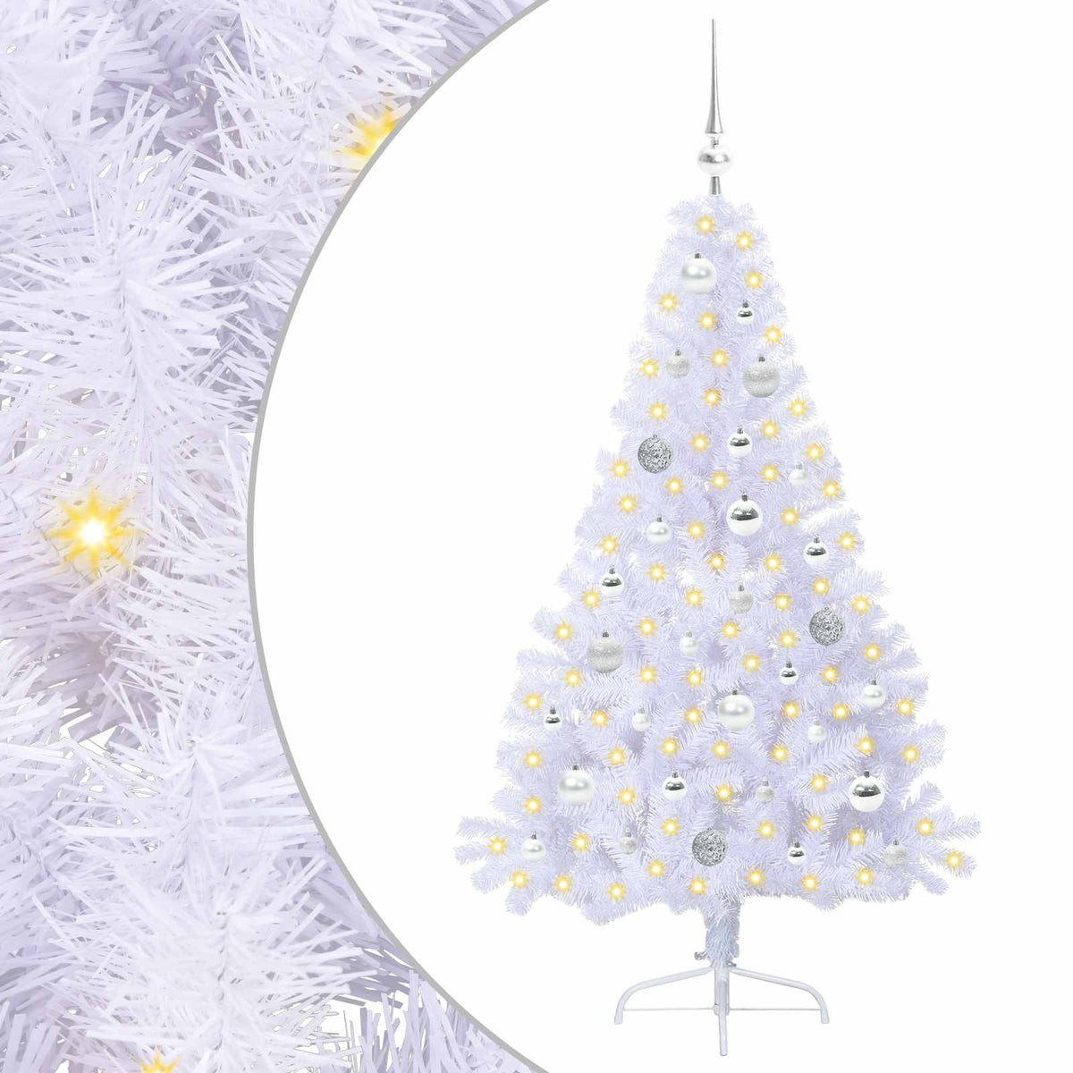 Kunstkerstboom met 150 LED Wit 150 cm PVC en staal