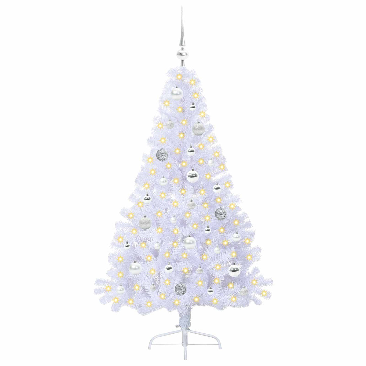 Kunstkerstboom met 150 LED Wit 150 cm PVC en staal