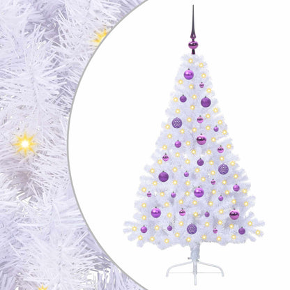 Kunstkerstboom met 150 LED Wit 150 cm PVC en staal