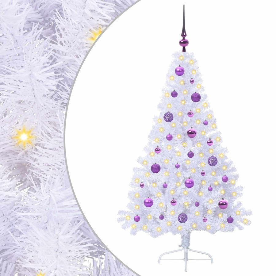 Kunstkerstboom met 150 LED Wit 150 cm PVC en staal