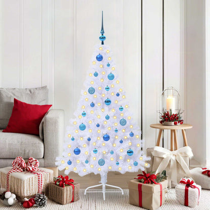 Kunstkerstboom met 150 LED Wit 150 cm PVC en staal