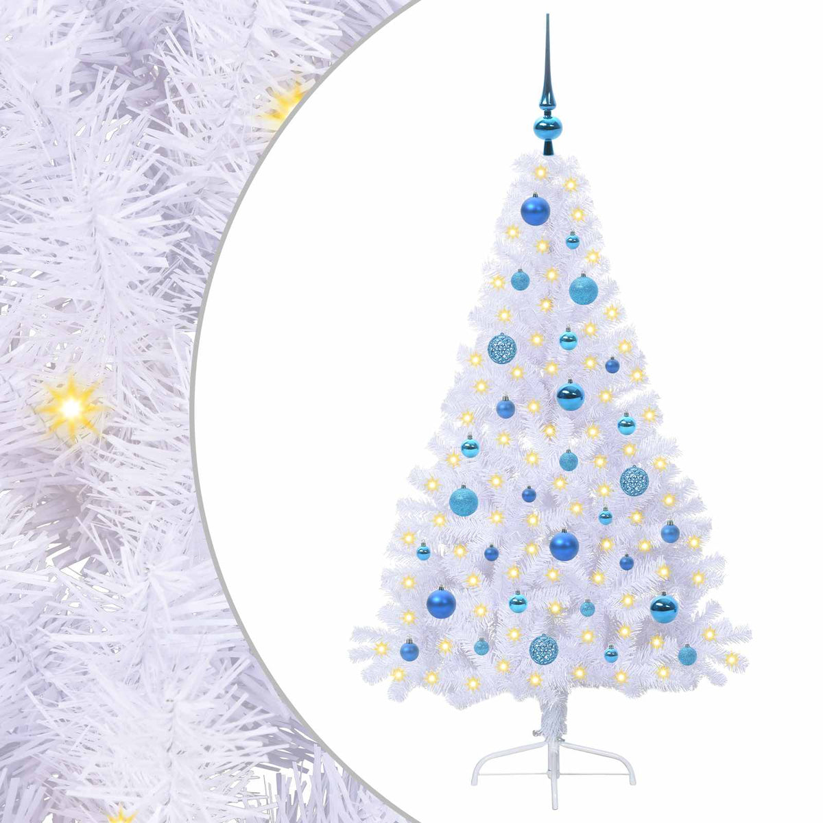Kunstkerstboom met 150 LED Wit 150 cm PVC en staal