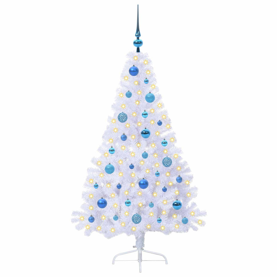 Kunstkerstboom met 150 LED Wit 150 cm PVC en staal