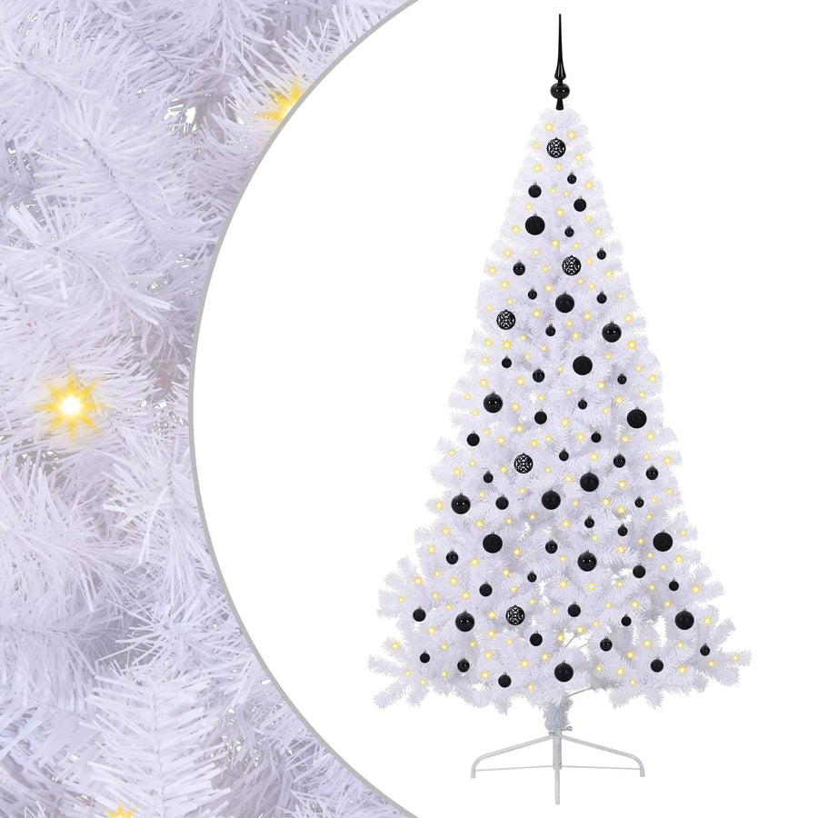 Kunstkerstboom met 300 LED Wit 210 cm PVC en staal