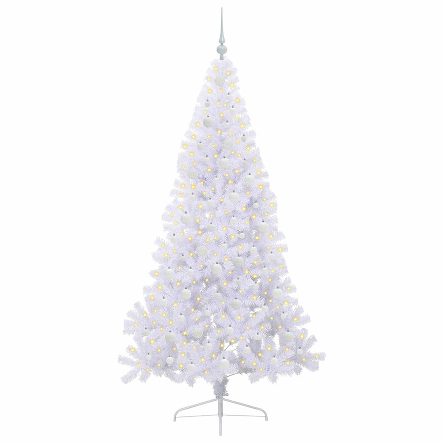 Kunstkerstboom met 300 LED Wit 210 cm PVC en staal