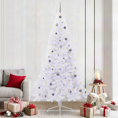 Kunstkerstboom Met 300 Led 240 Cm Pvc En Staal Wit en grijs