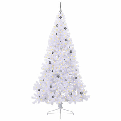 Kunstkerstboom Met 300 Led 240 Cm Pvc En Staal Wit en grijs