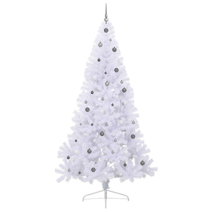 Kunstkerstboom Met 300 Led 240 Cm Pvc En Staal Wit en grijs
