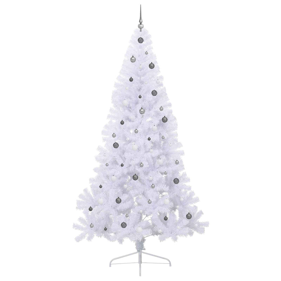 Kunstkerstboom Met 300 Led 240 Cm Pvc En Staal Wit en grijs