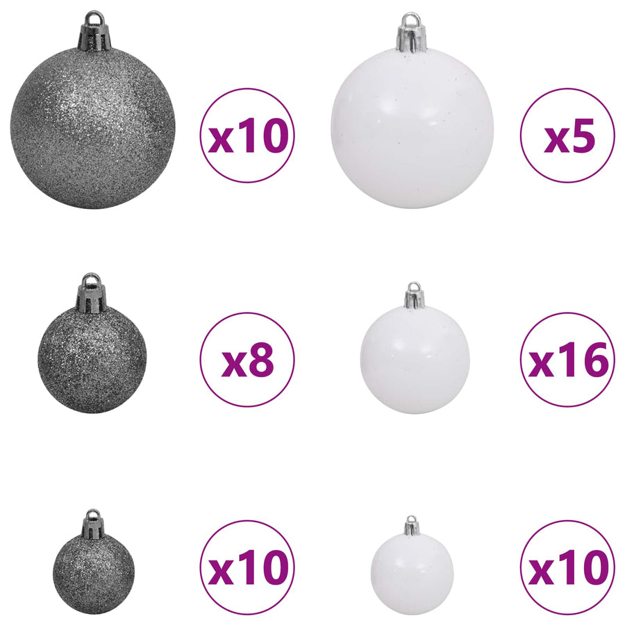 Kunstkerstboom Met 300 Led 240 Cm Pvc En Staal Wit en grijs