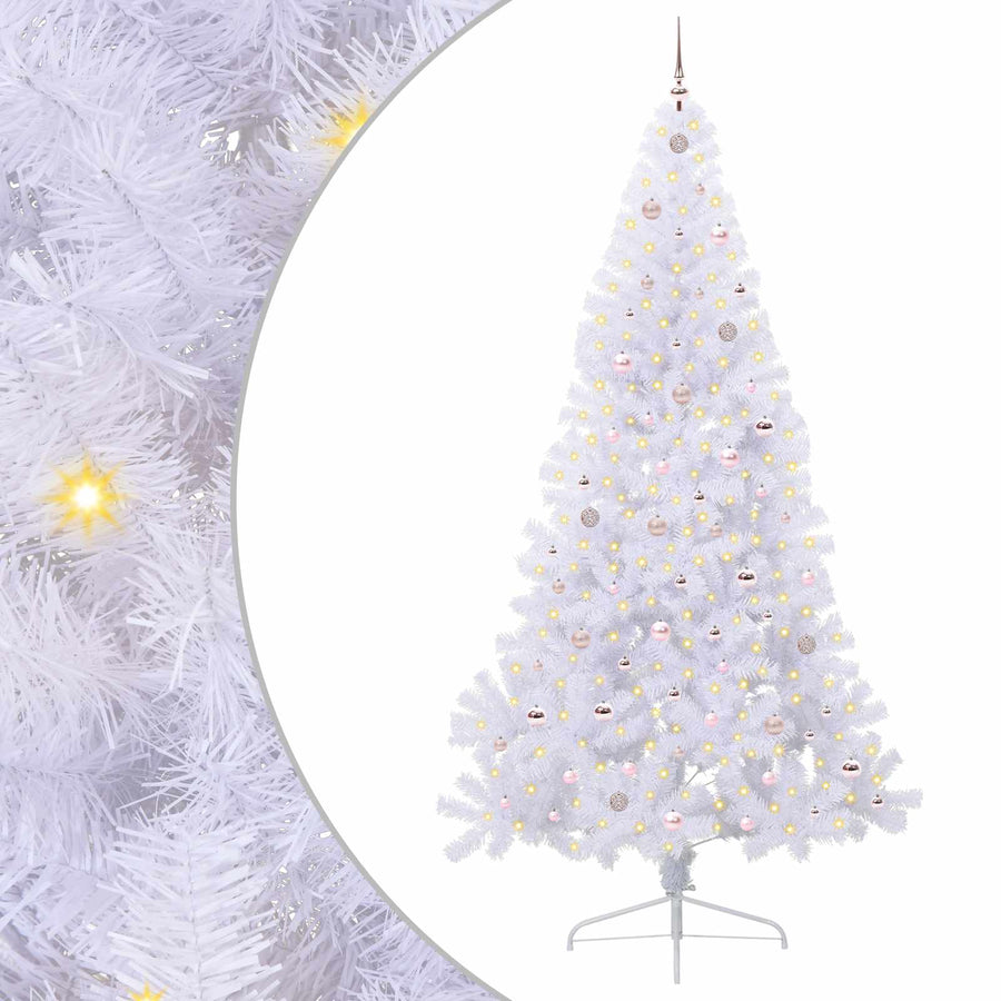Kunstkerstboom met 300 LED Wit 240 cm PVC en staal