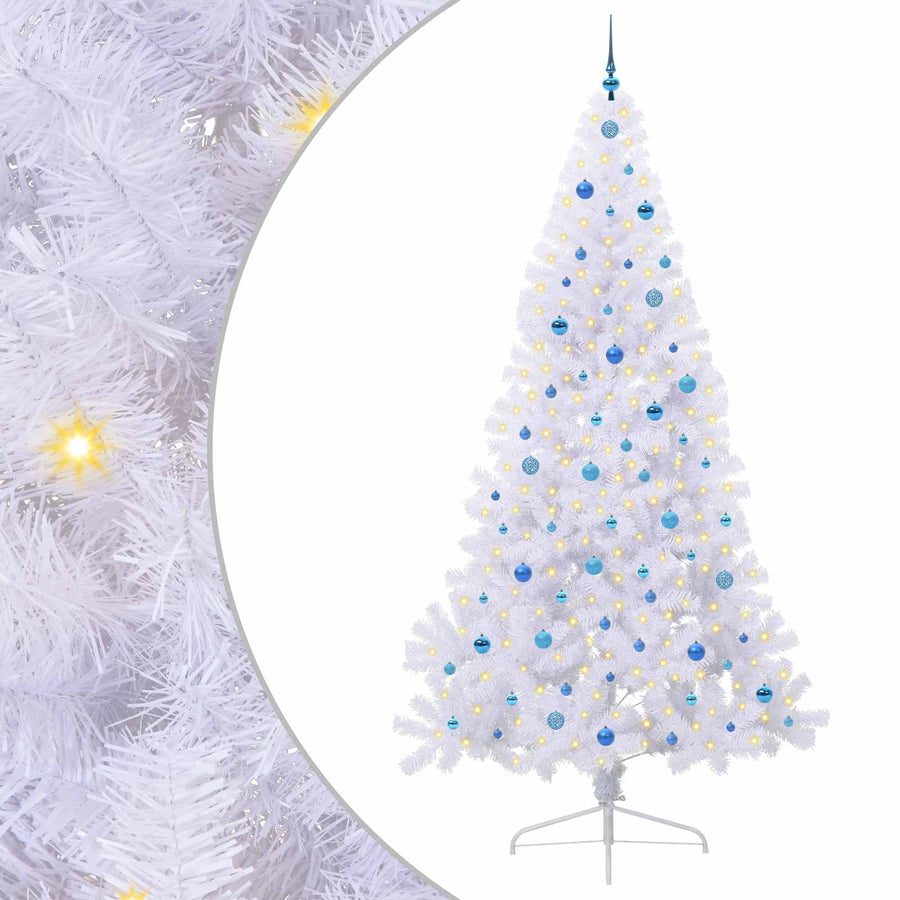 Kunstkerstboom met 300 LED Wit 240 cm PVC en staal