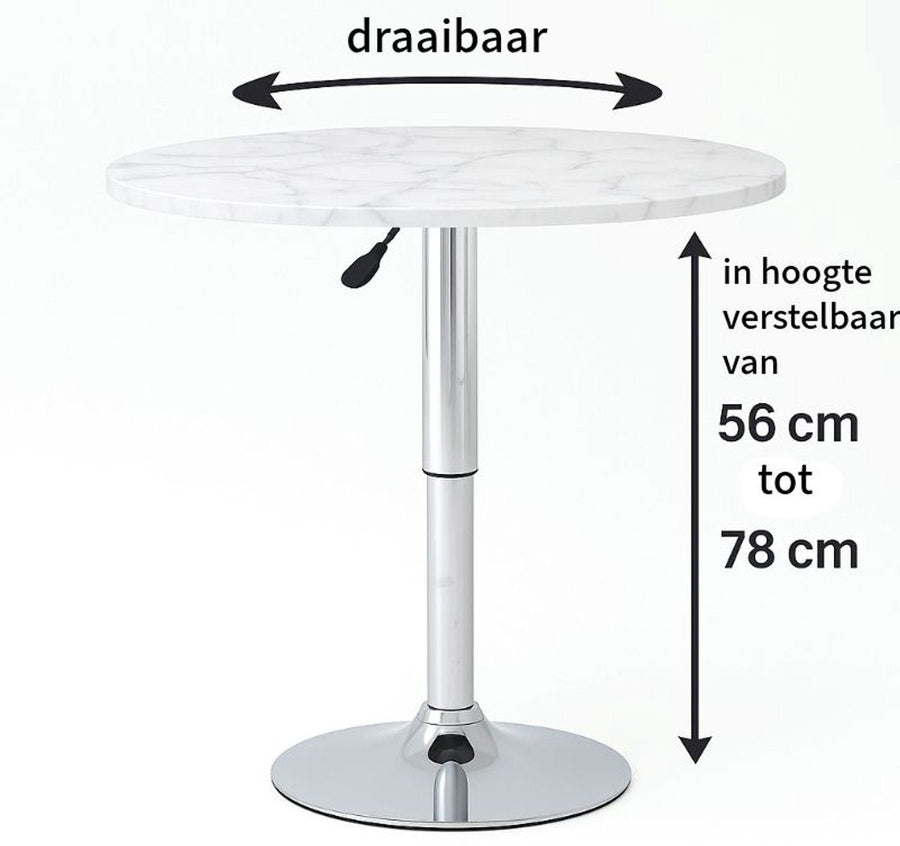 Ceruzo Bijzettafel - Theetafel - Ovaal - Hoogte Verstelbaar - Draaibaar - Wit