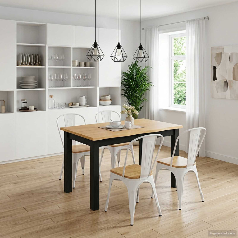 Eettafel EKAI Zwart 112 x 70 x 76,5 cm Massief grenenhout