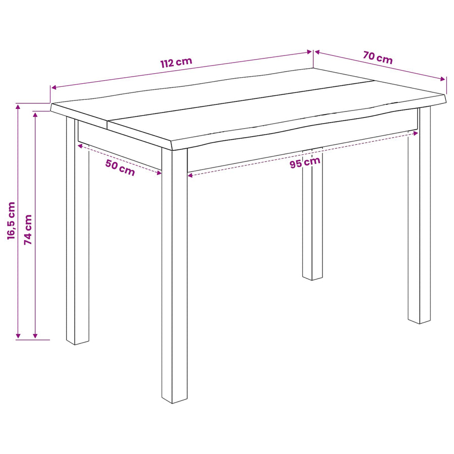Eettafel EKAI Zwart 112 x 70 x 76,5 cm Massief grenenhout