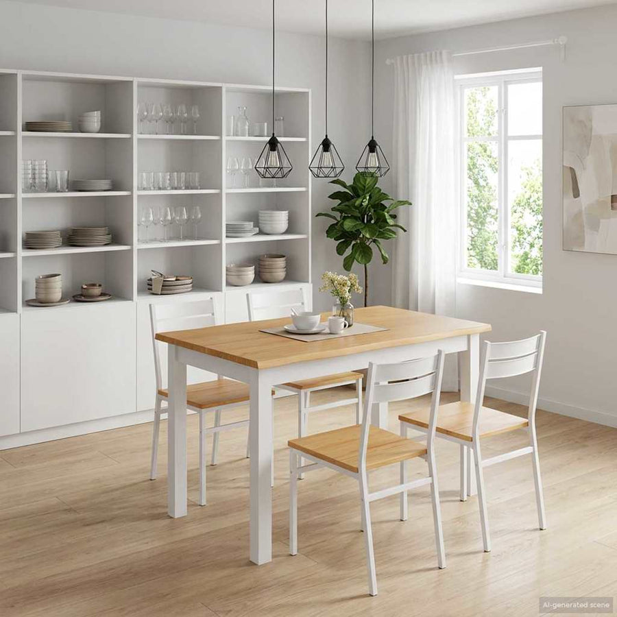 Eettafel EKAI Wit 112 x 70 x 76,5 cm Massief grenenhout
