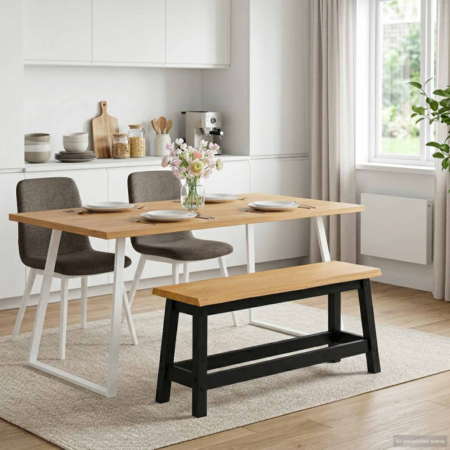 Eetbank EKAI Zwart 91,5 x 29 x 45,5 cm Massief grenenhout