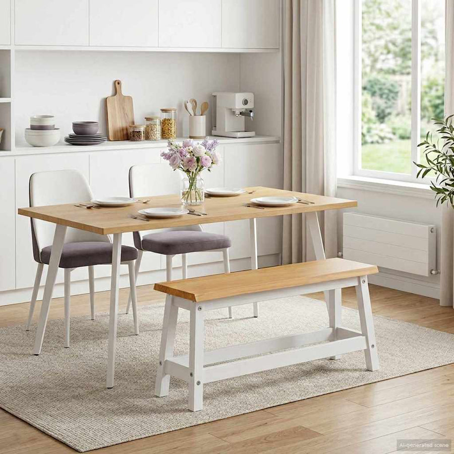 Eetbank EKAI Wit 91,5 x 29 x 45,5 cm Massief grenenhout