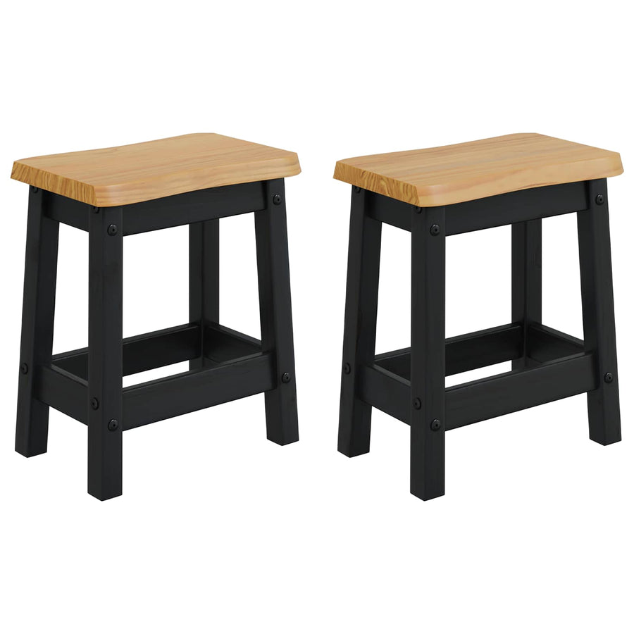 Barkruk EKAI 2 pcs Zwart 40 x 29 x 45,5 cm Massief grenenhout