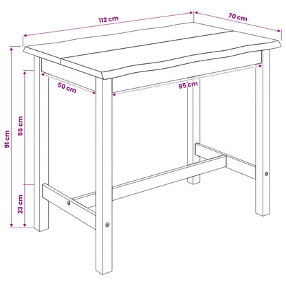 Hoge bartafel EKAI Wit 112 x 70 x 91 cm Massief grenenhout