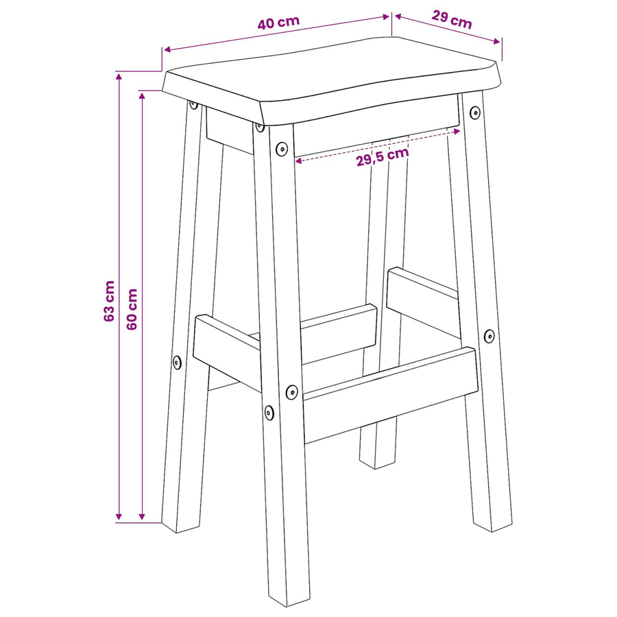 Hoge Barkruk EKAI 2 pcs Zwart 40 x 29 x 63 cm