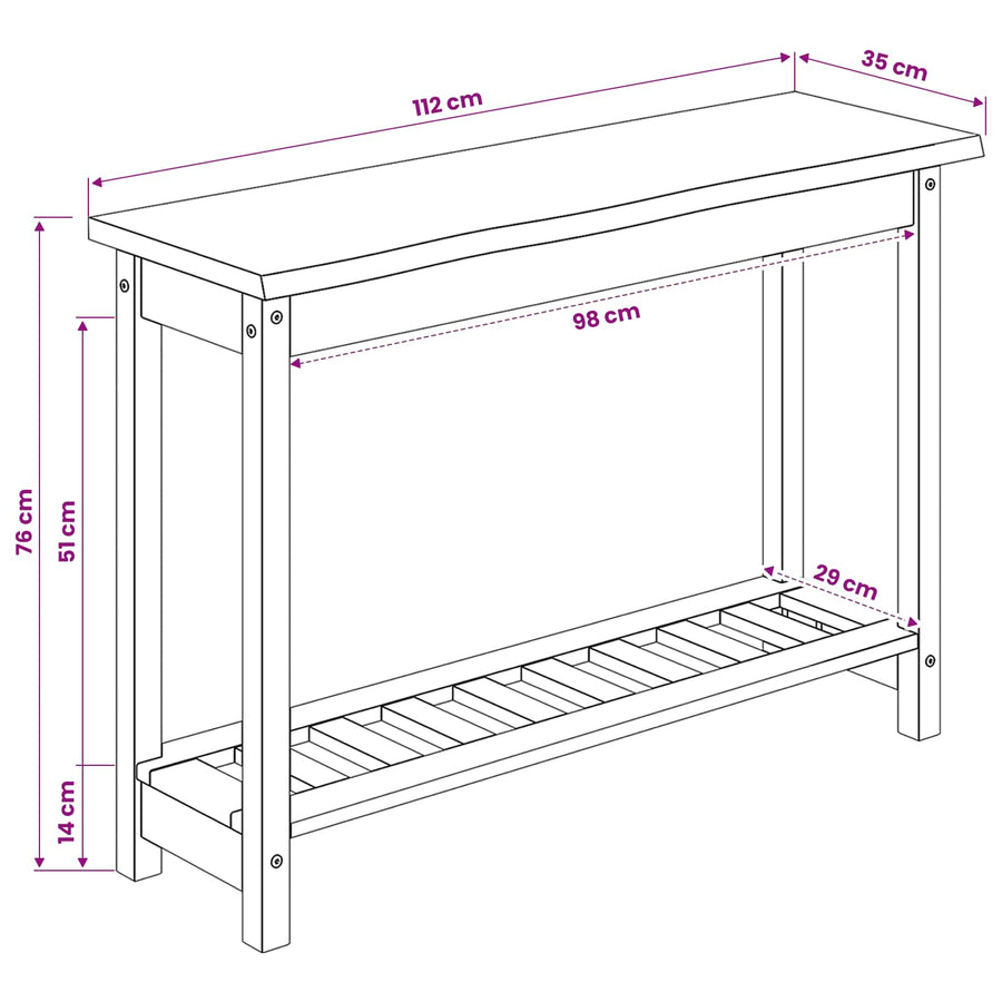 Wandtafel EKAI Wit 112 x 35 x 76 cm Massief grenenhout