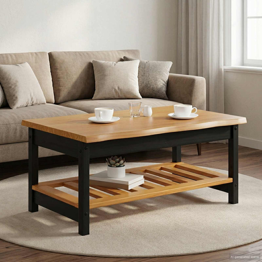 Salontafel EKAI Zwart 100 x 60 x 45,5 cm Massief grenenhout
