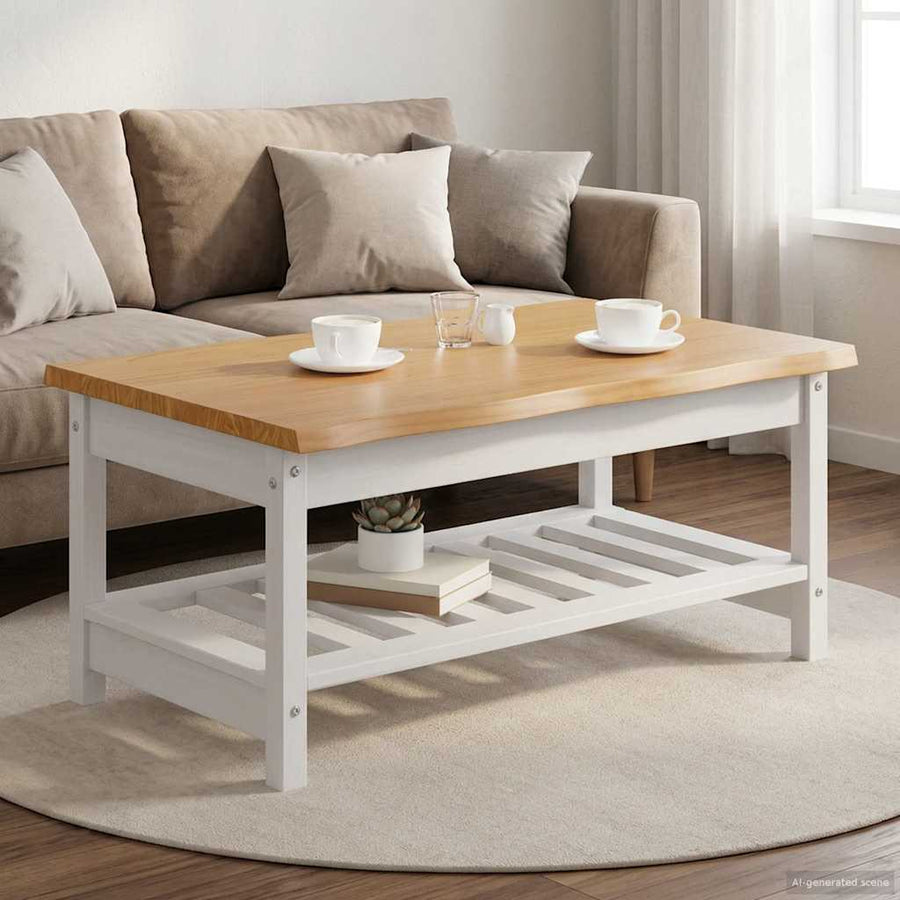 Salontafel EKAI Wit 100 x 60 x 45,5 cm Massief grenenhout