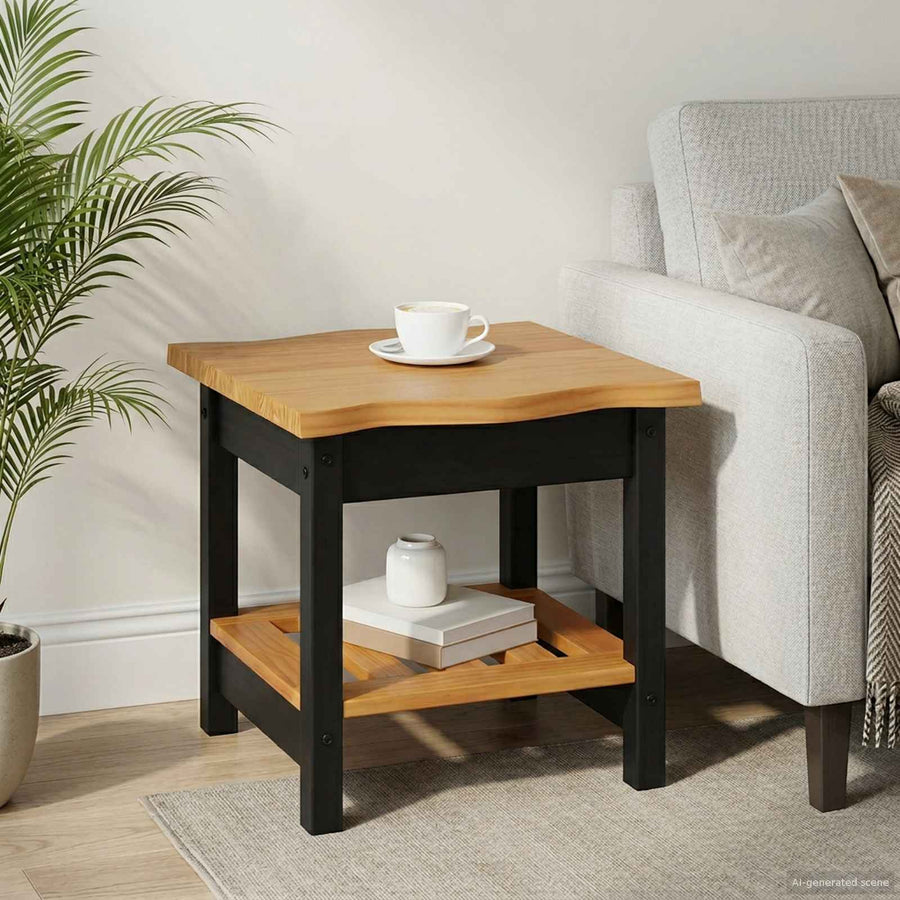 Bijzettafel EKAI Zwart 50 x 50 x 45,5 cm Massief grenenhout