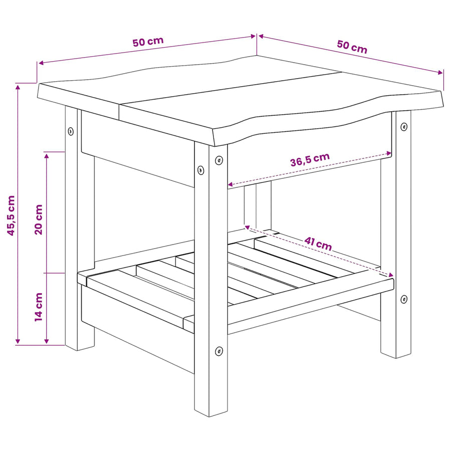 Bijzettafel EKAI Zwart 50 x 50 x 45,5 cm Massief grenenhout