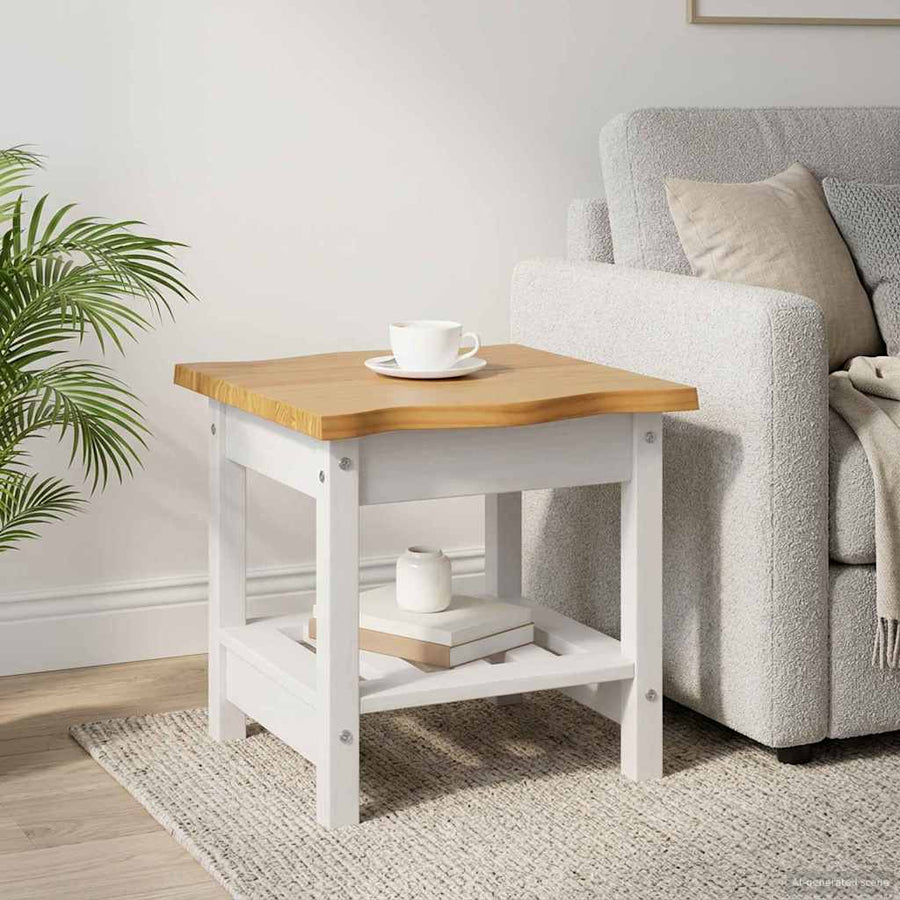 Bijzettafel EKAI Wit 50 x 50 x 45,5 cm Massief grenenhout