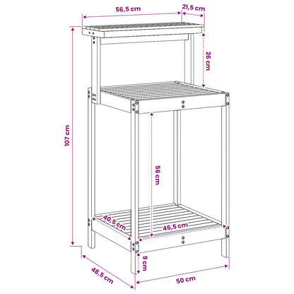 Buiten pottingbank 56,5 x 48,5 x 107 cm Massief Acaciahout
