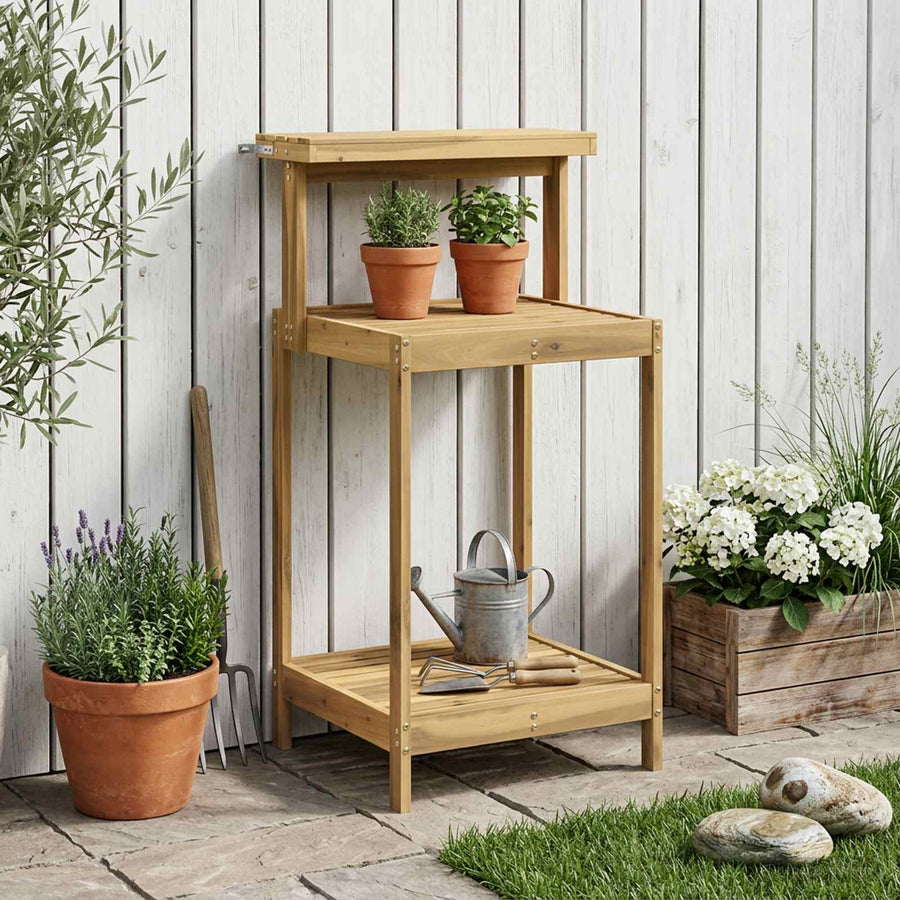 Buiten pottingbank 56,5 x 48,5 x 107 cm Massief Acaciahout Wit