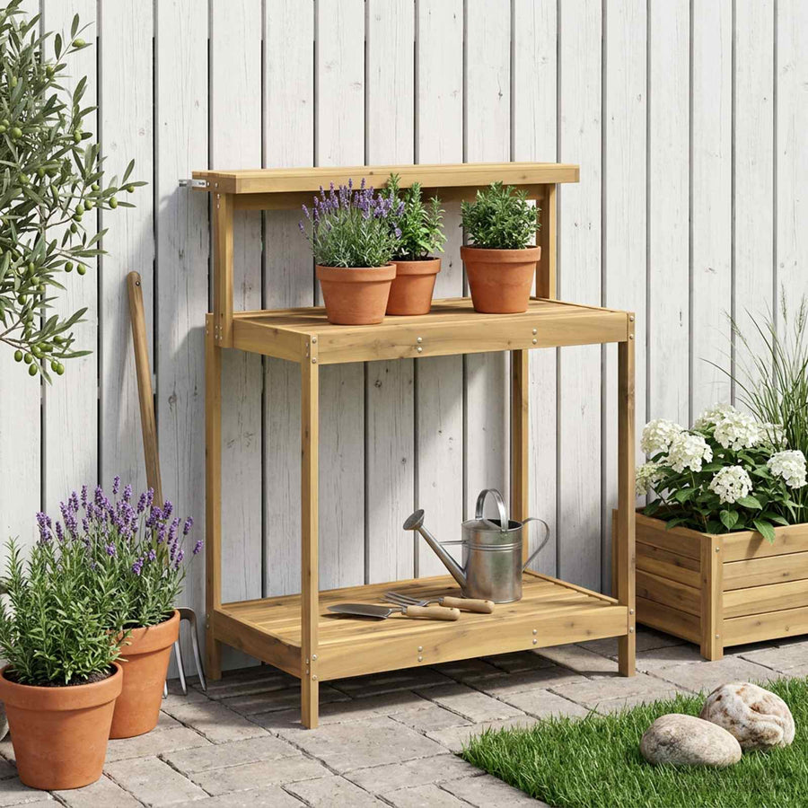 Buiten pottingbank 86,5 x 48,5 x 106 cm Massief Acaciahout Wit