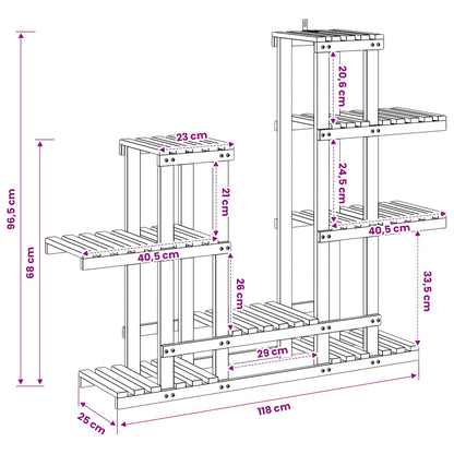 Plantenstandaard Wit 118 x 25 x 96,5 cm Massief Acaciahout