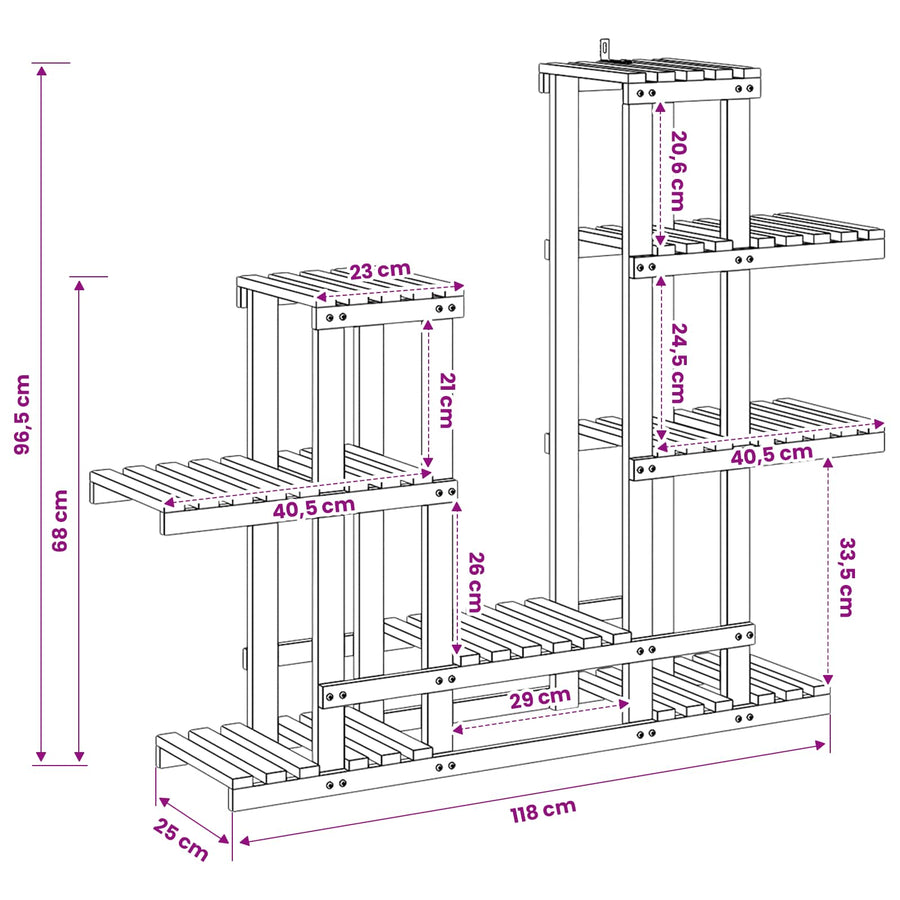 Plantenstandaard Wit 118 x 25 x 96,5 cm Massief Acaciahout