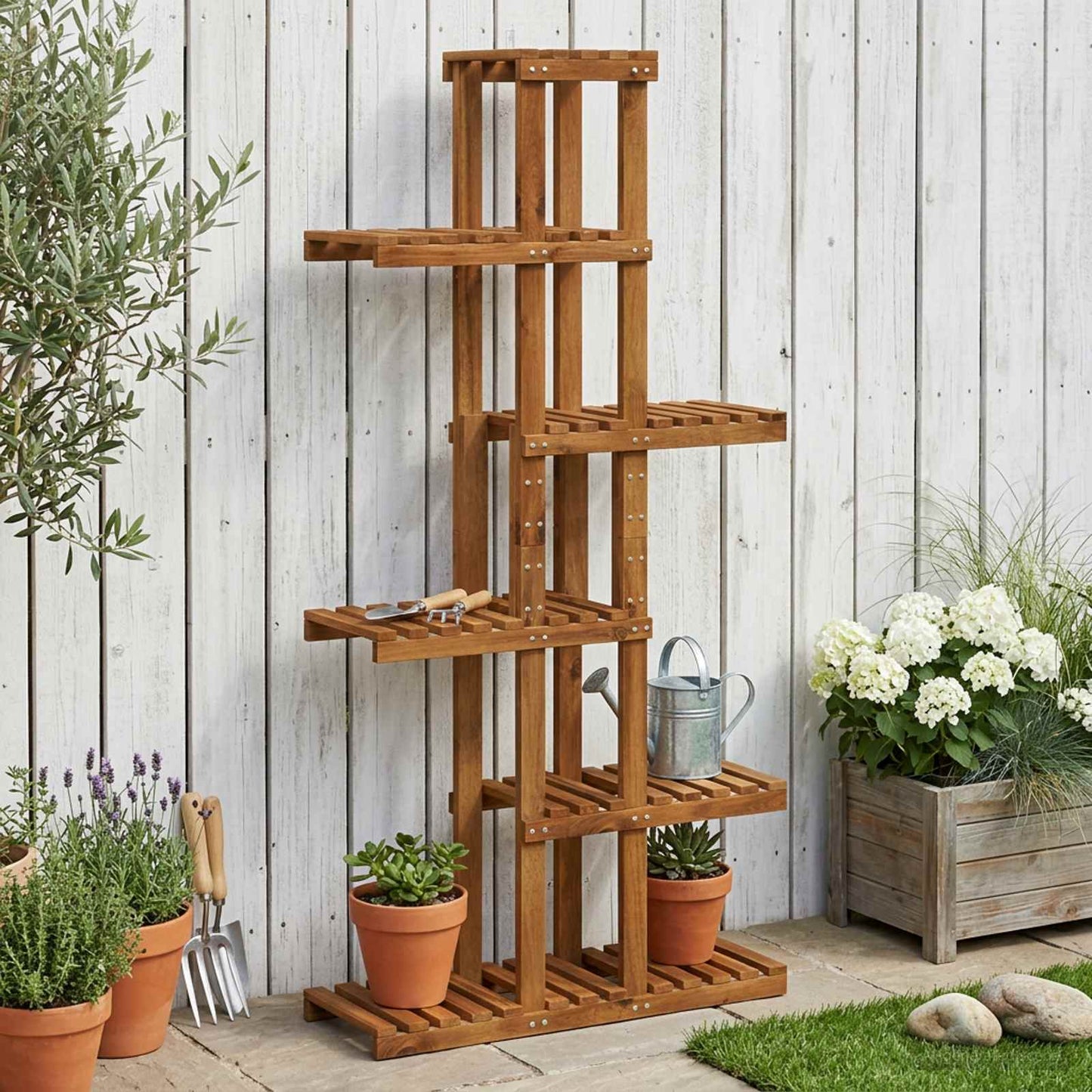 Plantenstandaard Naturel 68 x 23,5 x 140 cm Massief Acaciahout
