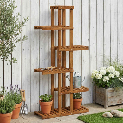 Plantenstandaard Naturel 68 x 23,5 x 140 cm Massief Acaciahout