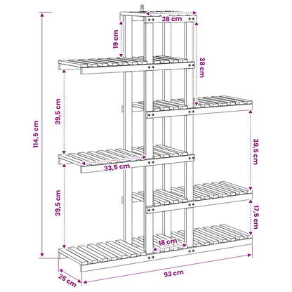 Plantenstandaard Wit 93 x 25 x 114,5 cm Massief Acaciahout