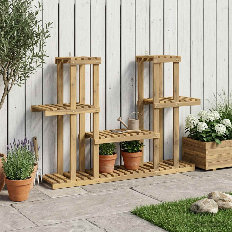 Plantenstandaard Wit 123 x 25 x 78,5 cm Massief Acaciahout