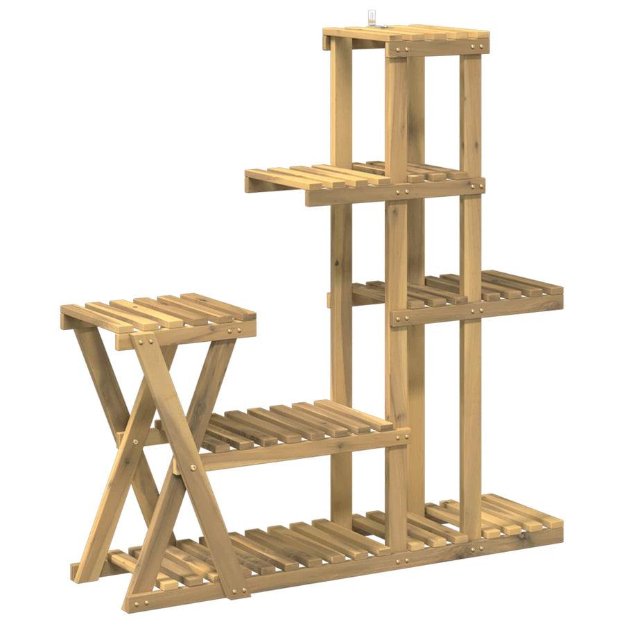 Plantenstandaard Wit 95 x 25 x 101,5 cm Massief Acaciahout